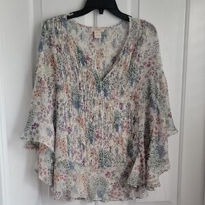 Sundance Multicolor Floral Blouse Sheer Xs X Small